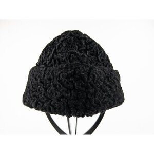 Adam Meldrum & Anderson Black Boiled Wool Hat with Ear Covers Size M Winter Cap